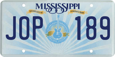 MS license plate JOP189