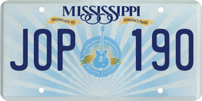 MS license plate JOP190