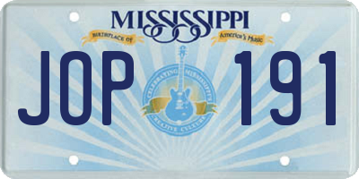 MS license plate JOP191