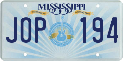 MS license plate JOP194