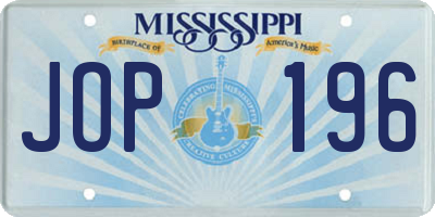 MS license plate JOP196
