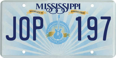 MS license plate JOP197