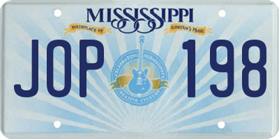 MS license plate JOP198