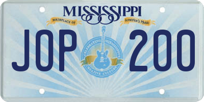 MS license plate JOP200