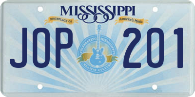 MS license plate JOP201