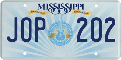 MS license plate JOP202