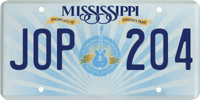 MS license plate JOP204