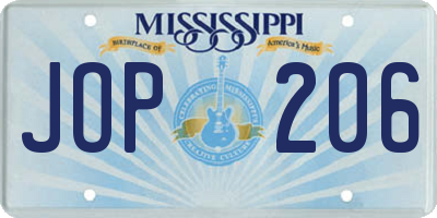 MS license plate JOP206