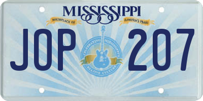 MS license plate JOP207