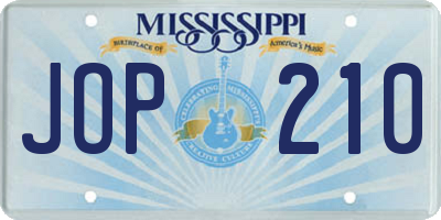MS license plate JOP210