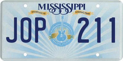 MS license plate JOP211