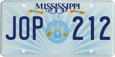 MS license plate JOP212