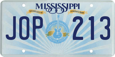 MS license plate JOP213