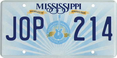 MS license plate JOP214
