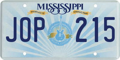 MS license plate JOP215