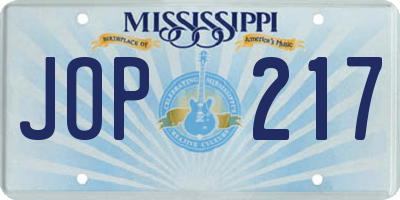 MS license plate JOP217