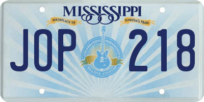 MS license plate JOP218