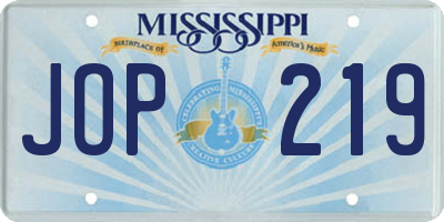 MS license plate JOP219