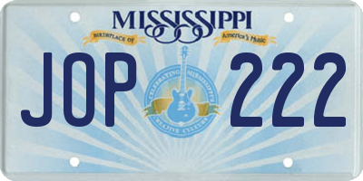 MS license plate JOP222