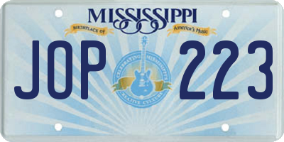 MS license plate JOP223