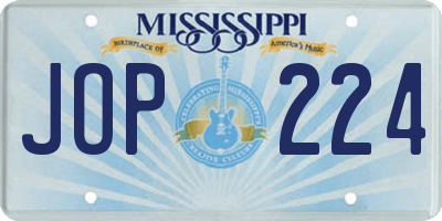 MS license plate JOP224