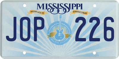 MS license plate JOP226