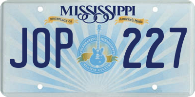 MS license plate JOP227