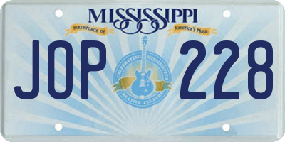 MS license plate JOP228