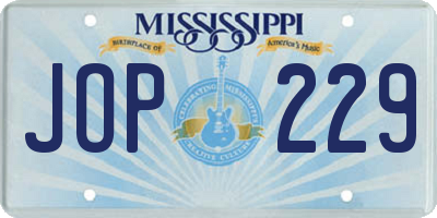MS license plate JOP229