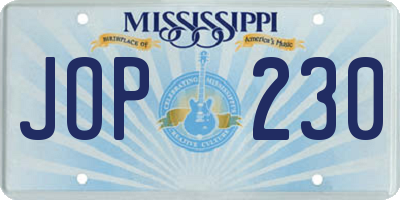 MS license plate JOP230