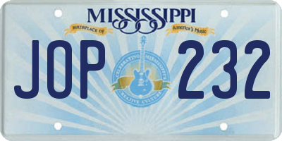 MS license plate JOP232