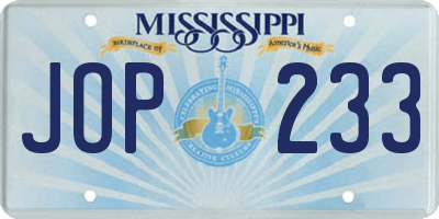 MS license plate JOP233