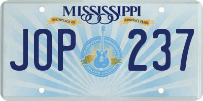 MS license plate JOP237
