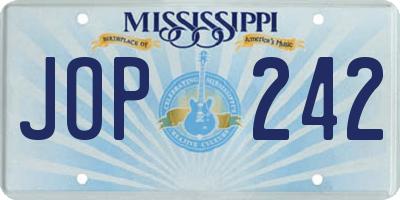 MS license plate JOP242