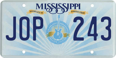 MS license plate JOP243