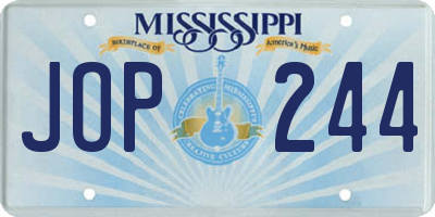 MS license plate JOP244