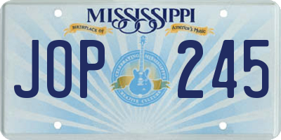 MS license plate JOP245