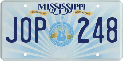 MS license plate JOP248
