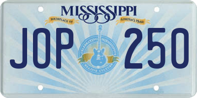MS license plate JOP250