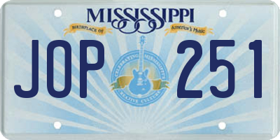 MS license plate JOP251