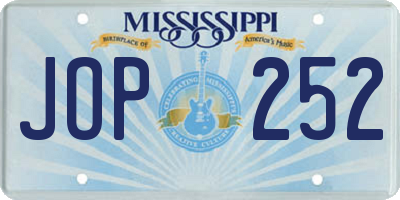 MS license plate JOP252