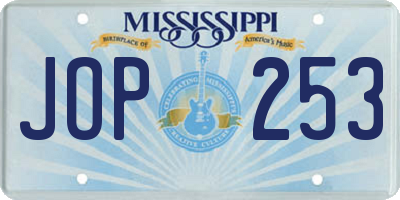 MS license plate JOP253