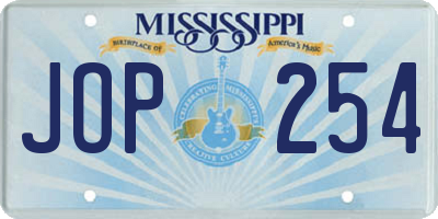 MS license plate JOP254