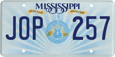 MS license plate JOP257