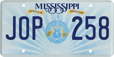 MS license plate JOP258