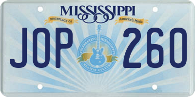 MS license plate JOP260