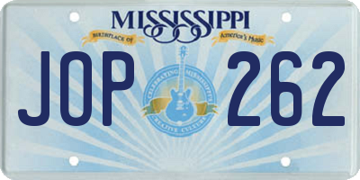 MS license plate JOP262