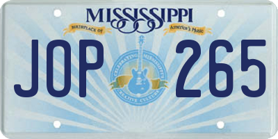 MS license plate JOP265