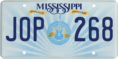 MS license plate JOP268