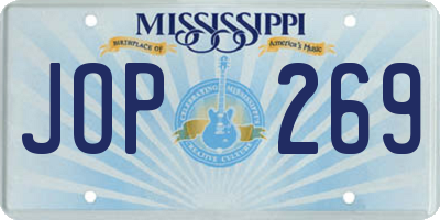 MS license plate JOP269